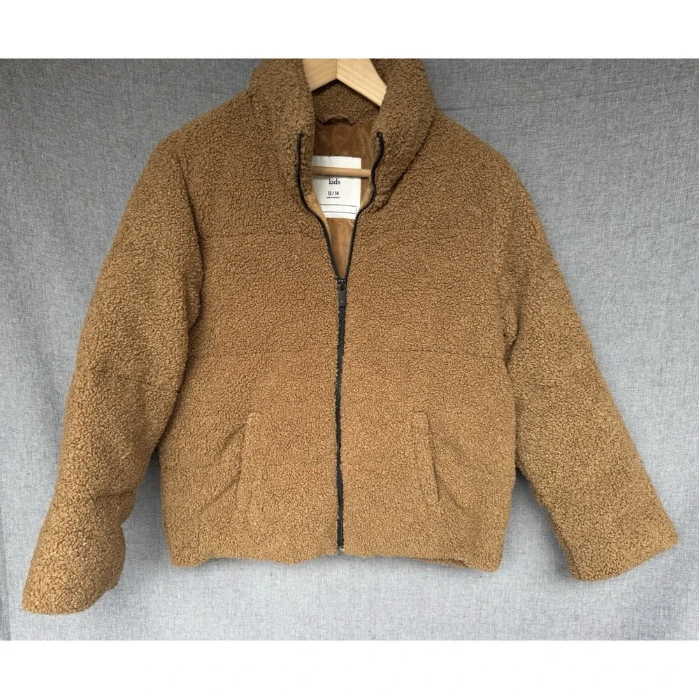 Abercrombie Kids Teddy Sherpa Fleece‎ Jacket Size 13/14 Brown Tan